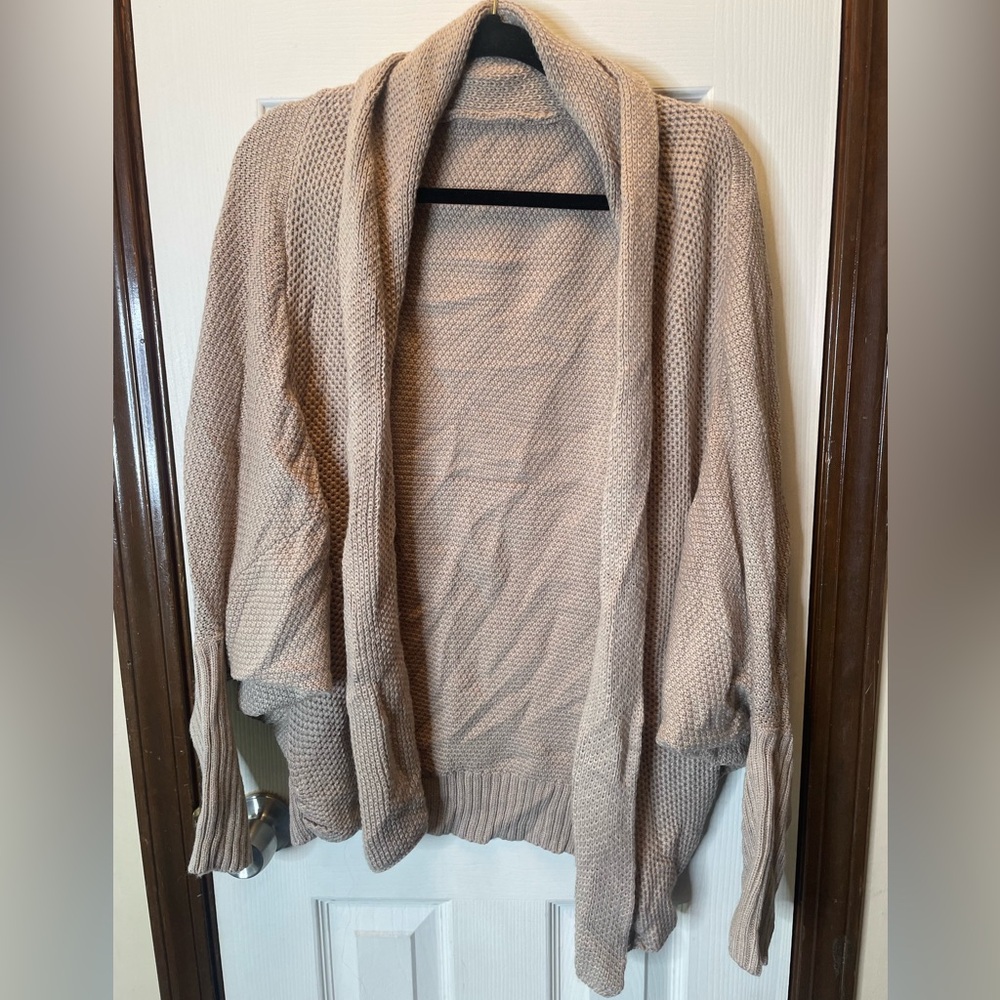 Women's Plus Tan Dolman Sleeve Cardigan Sweater, Sz XXL